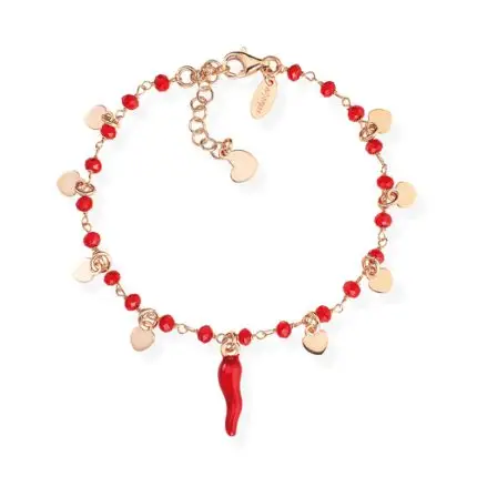 Bracciale Cornetto Rosso Cristalli e Cuori